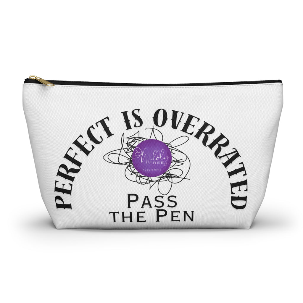 Stylish Accessory Pouch | Perfect is Overrated, Fun Gift for Writers, Artists & School Supplies, Makeup Organizer, Unique Tote