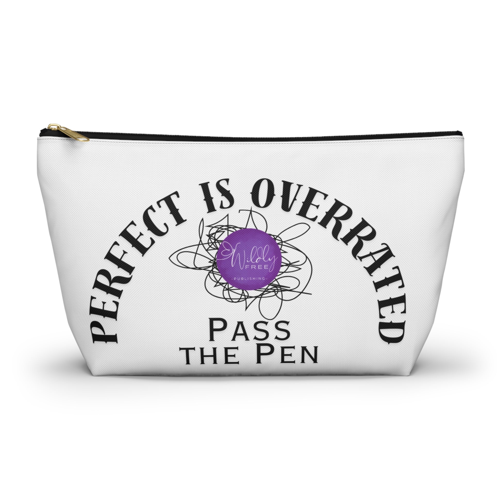 Stylish Accessory Pouch | Perfect is Overrated, Fun Gift for Writers, Artists & School Supplies, Makeup Organizer, Unique Tote