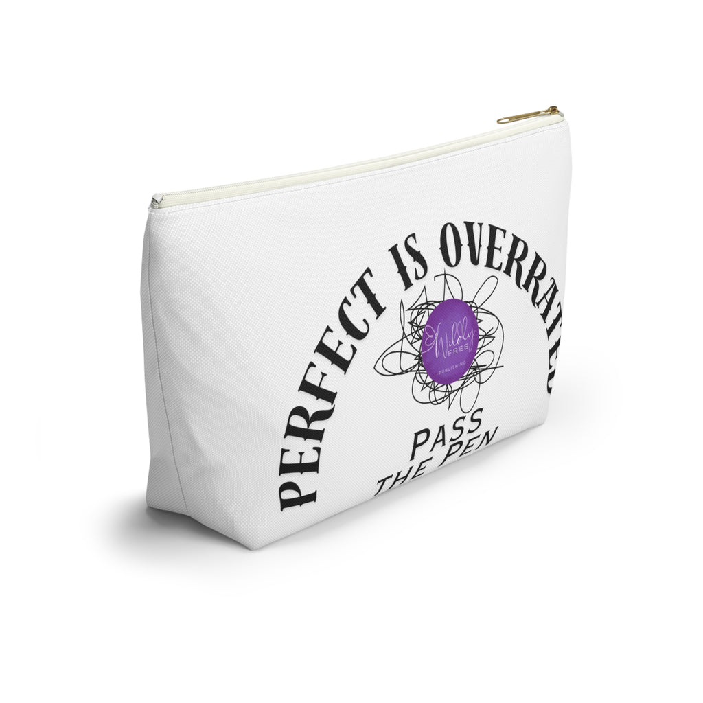 Stylish Accessory Pouch | Perfect is Overrated, Fun Gift for Writers, Artists & School Supplies, Makeup Organizer, Unique Tote