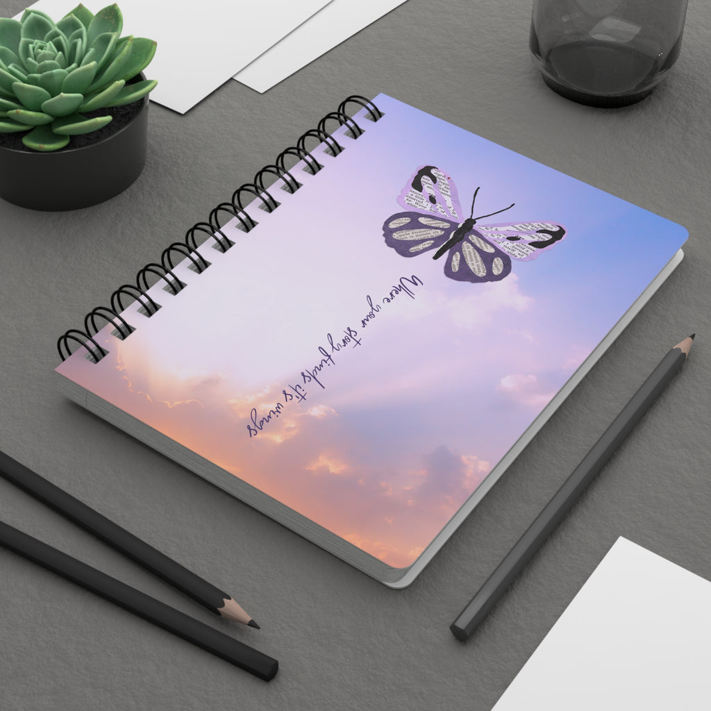 Butterfly Sky Spiral Journal — 'Where your story unfolds' Inspirational Notebook