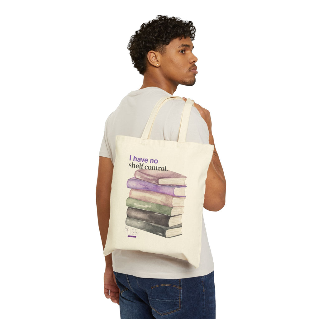 Book Lover's Cotton Canvas Tote Bag - I Have No Shelf Control, Reusable Grocery Bag, Literary Gift, Eco-Friendly Shopping Bag